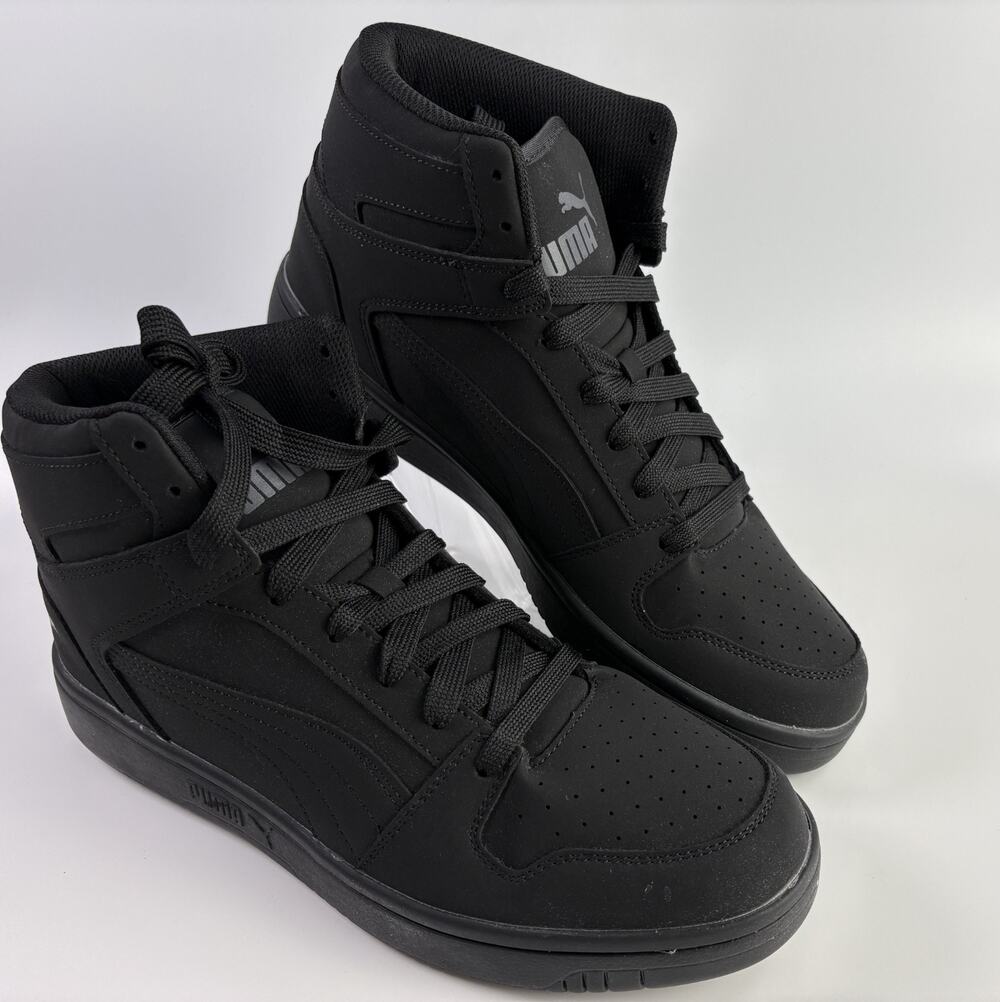PUMA Men's Rebound LayUp Nubuck High Top Sneakers Size 11.5 All Black NWOB Shoes